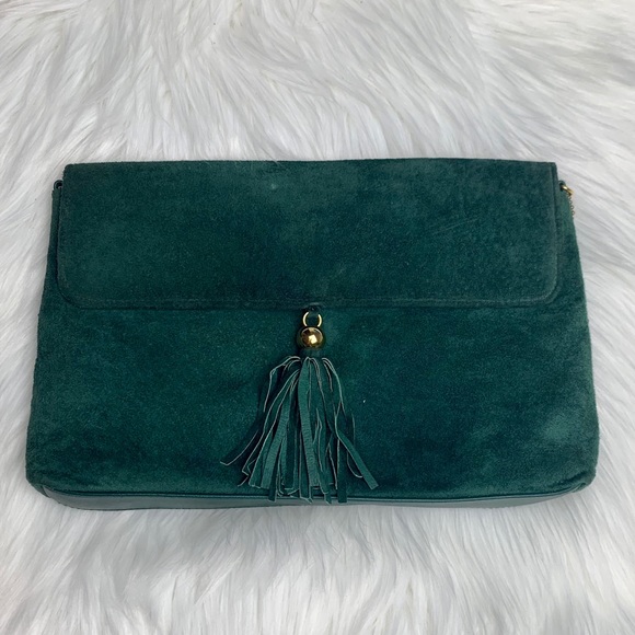 Soft, Green, Suede Bag/ Clutch - Picture 1 of 5